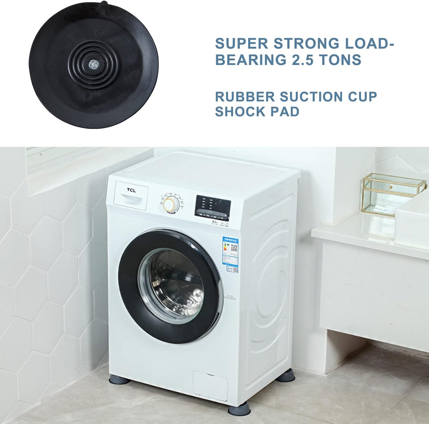 Anti Vibration Pad for Washing Machine Support Set of 8, Non Slip Rubber | Washer Dryer Shock Noise Cancelling Foot Mat, Anti-Walking Stabilizer Refrigerator Support Pad Pedestals for Washing Machine