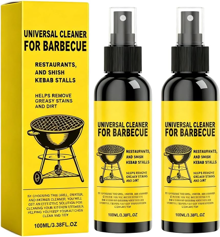 Grill Cleansing Spray, BBQ Cleaner Multi Purpose Kitchen Degreaser, Oven Stove Air Fryer Cleaning Fluid for Stubborn Burnt Grease Stains Indoor Outdoor Home Cooking Surfaces
