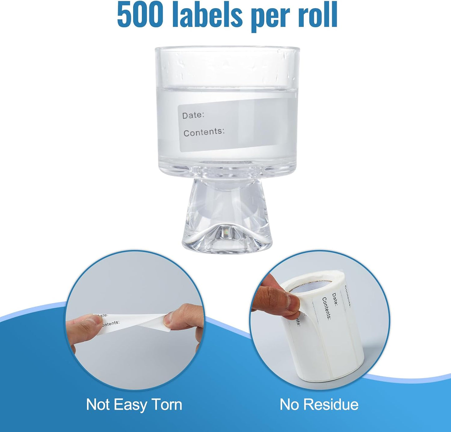 500 Pcs Freezer Labels, 1 x 3 Inch Refrigerator Food Label Stickers, No Residue, Easy Peel Off, Water & Oil Resistant, Labels for Food, Freezer Bags, Jars, and Containers | No residue easy peel labels for freezer bags, jars, containers, and refrigerator