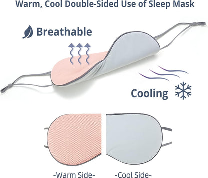 Sleeping Mask 2 Pack, Warm, Cool Double-Sided Use of Sleep Mask, Super Soft Blindfold with Adjustable Strap, Block Out Light, Comfort Sleep Eye Mask for Travel Meditation Nap Black
