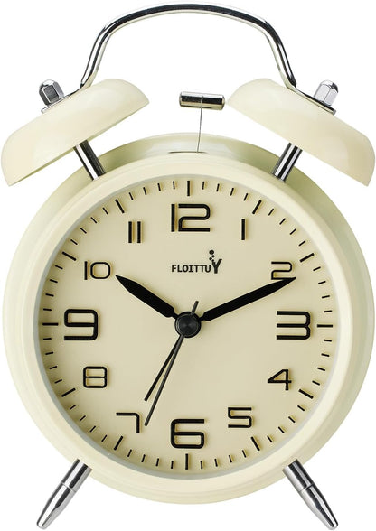 FLOITTUY Loud Alarm for Deep Sleepers 4'' Twin Bell Alarm Clock with Backlight for Bedroom and Home Decoration(Green)