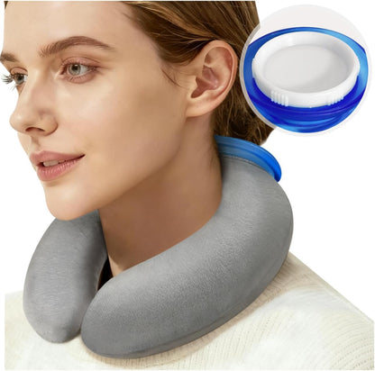 U-Shaped Hot Water Bottle with Fleece Cover 850ML Hot & Cold Water Bag Therapy Heating Pad for Pain Relief Neck Shoulder Hand Warmer Relaxing Protection Blue