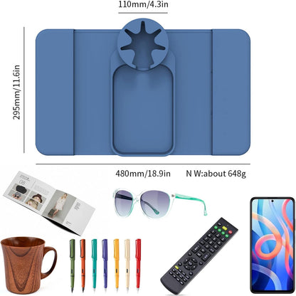 Sofa Cup Holder,Armrest Tray - Multifunctional Silicone Drink Organizer, Anti-Spill & Anti-Slip, Large Armrest Tray with Built-in Beverage Holder,Side Pockets,Blue
