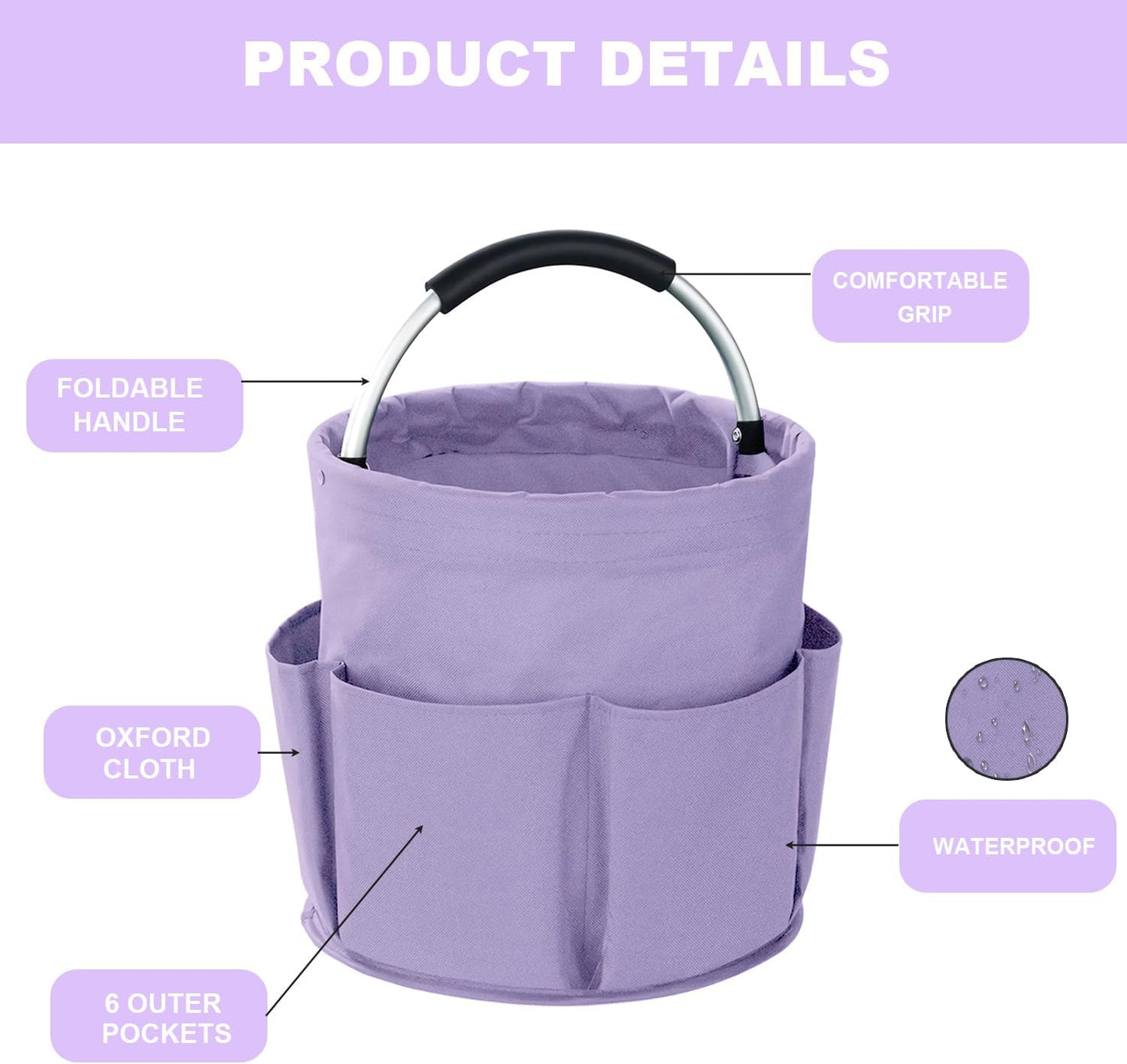 Cleaning Caddy with Handle, 17L Foldable Cleaning Supplies Organizer, Portable Storage Basket, Cleaning Supply Caddy, Multifunctional Cleaning Bucket Bag for Garden, Home, Kitchen (Black)