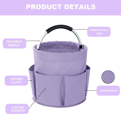 Cleaning Caddy with Handle, 17L Foldable Cleaning Supplies Organizer, Portable Storage Basket, Cleaning Supply Caddy, Multifunctional Cleaning Bucket Bag for Garden, Home, Kitchen (Black)