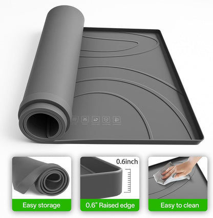 Washing Machine Drain Pan Silicone mat – 30x33 Inch Non-Slip Waterproof Washer Drip Tray, Anti-Vibration Soft Mat for Under Dryer or Washer, Floor Leak Protector for Laundry Room