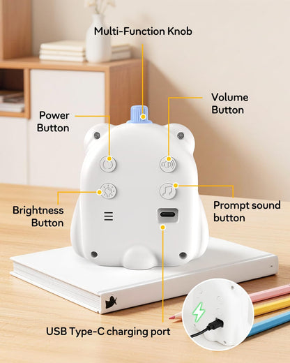 Visual Timer for Kids, 100 Min, Rechargeable Countdown Timers, Adjustable Sound Alert, Adjustable Brightness, Productivity Timers for ADHD, Silent Operation, Desk Time Management Tool for Toddler