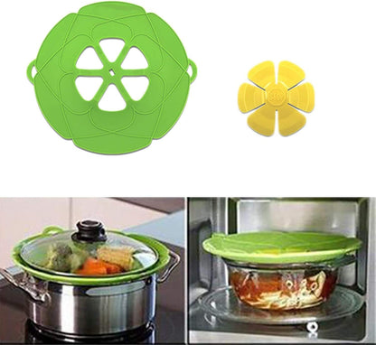 SHERICH 1Pc Spill Stopper Lid Cover And Spill Stopper, Boil Over Safeguard,Silicone Spill Stopper Pot Pan Lid Multi-Function Kitchen Tool