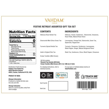VAHDAM, Assorted Herbal Tea Sampler (18 Tea Bags, 9 Flavors) Caffeine-Free, Non-GMO | Double Infusion, Individually Enveloped Tea Bags | Herbal Tea Assortmen