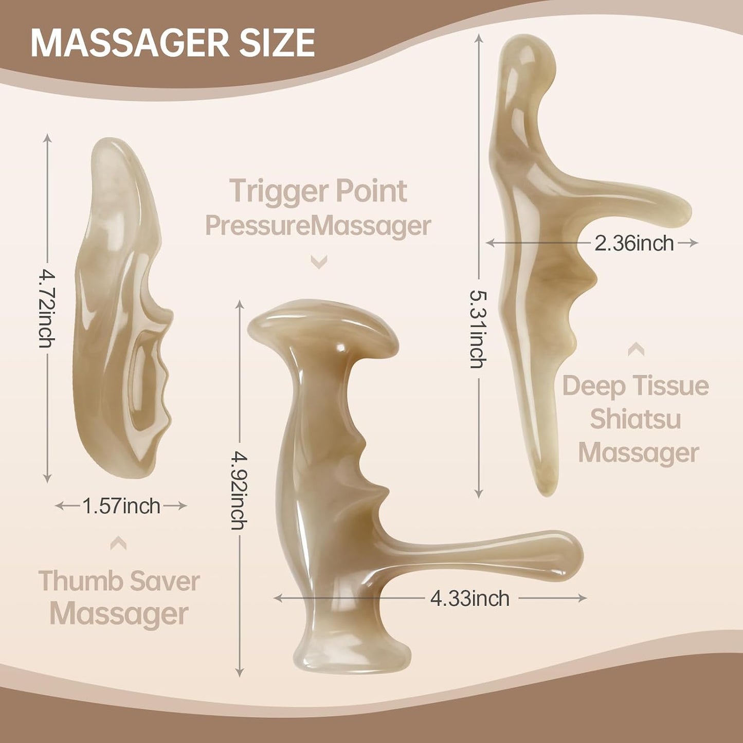 Manual Trigger Point Massage Tool With Thumb Saver For Deep Tissue Massage | One-Piece Molded Resin, No Parting Lines & Smooth Skin-Friendly. Ergonomic Build Saves Massage Effort For Deep Tissue Massage