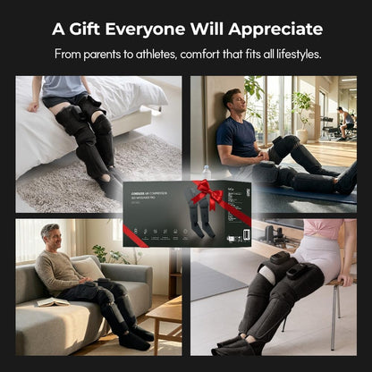 HubiCare Cordless Leg Massager with Heat and Air Compression for Circulation and Pain Relief, 5 Modes with 5 Intensities, Reduce Swelling, Muscles Relaxation Device (Black)