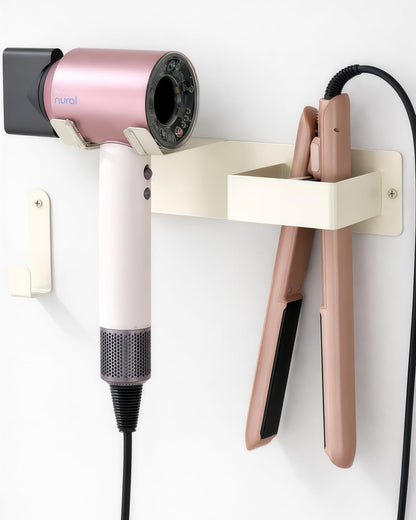 Hair Dryer Holder Wall Mounted, Stainless Steel Blow Dryer Holder for Bathroom, Hair Dryer and Straightener Holder Adhesive or Drilling, Hair Tool Organizer for Salon Barber Shops Banjekt