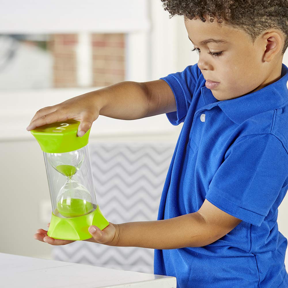 hand2mind Orange Jumbo Sand Timers, 5 Minute Sand Timer, Hourglass Sand Timer with Soft Rubber End Caps Offers Quiet Pausing, Classroom Sand Timers for Kids, Teeth Brushing and Game Timer (Set of 1)