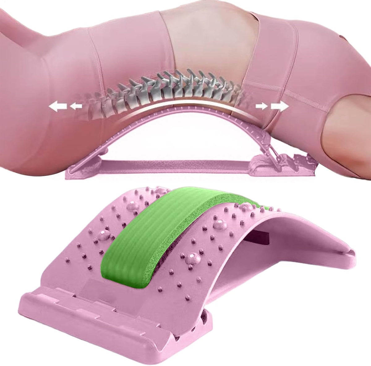 Lower Back Stretcher 3-Level Adjustable Lumbar Spine Massager Corrector