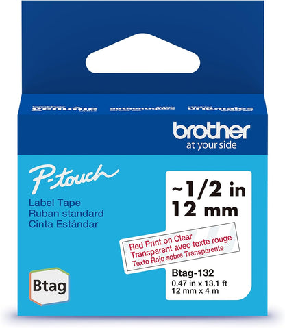 Brother Genuine P-Touch Btag BTAG231 Black on White Label Tape ~1/2in by 13.1ft (12mm x 4m). (Works Only with Brother PT-N10, PT-N20, PT-N25BT Label Makers)