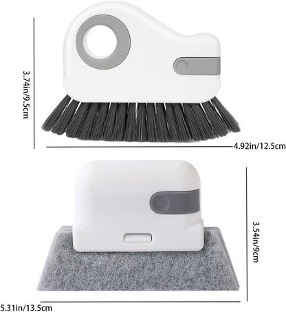 3pcs Gray Door and Window Track Cleaning Brush Set with Concealed Scraper