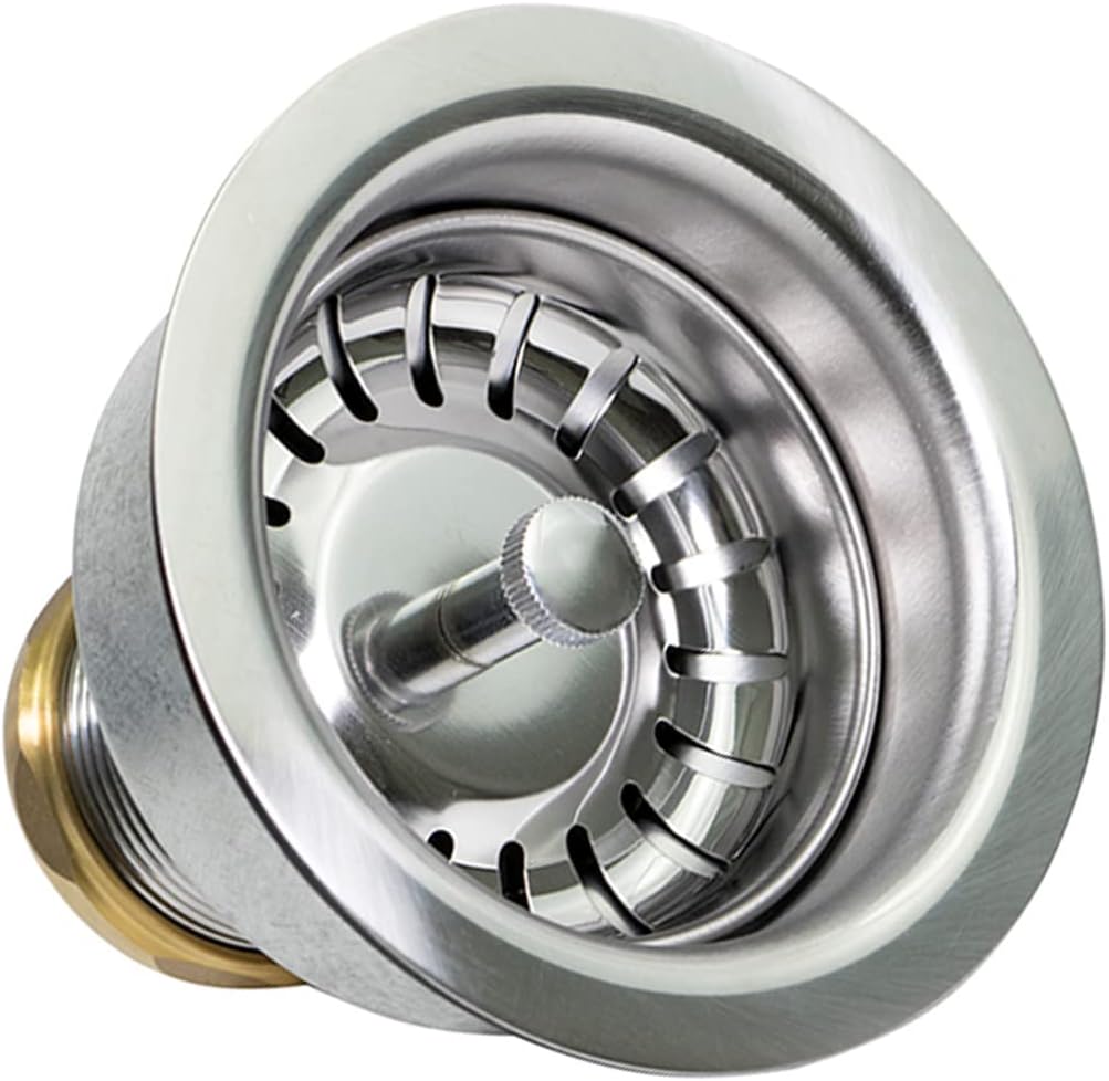 Highcraft 9754 Kitchen Sink (3-1/2 Inch) Stainless Steel Drain Assembly With Strainer Basket and Snaplock Stopper Long Extended Shank (3-3/4 Inch)