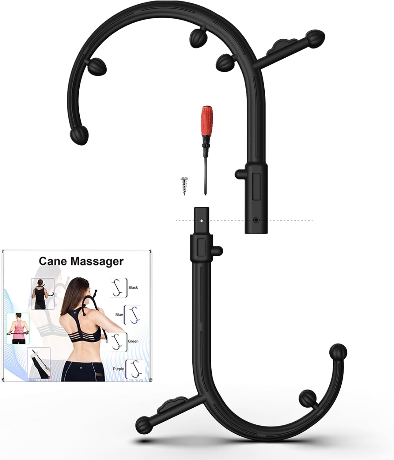 AISZG Back and Neck Massager - Massage Trigger Point Cane,Birthday Gifts for Women Men Her Him Mom,Valentines Day Gifts for Her Him Boyfriend(Black)