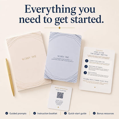 Worry Journal for Anxiety Relief & CBT Guided Prompts, Mental Health Gift