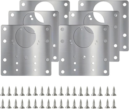6PCS Upgraded Cabinet Hinge Repair Plate Kit FOGZUVR Fix Loose Cabinet Door | 100K Cycle Durability Door Hinge Mounting Plate Stainless Steel Rustproof Large for Cupboard Doors Easy Install with Screws