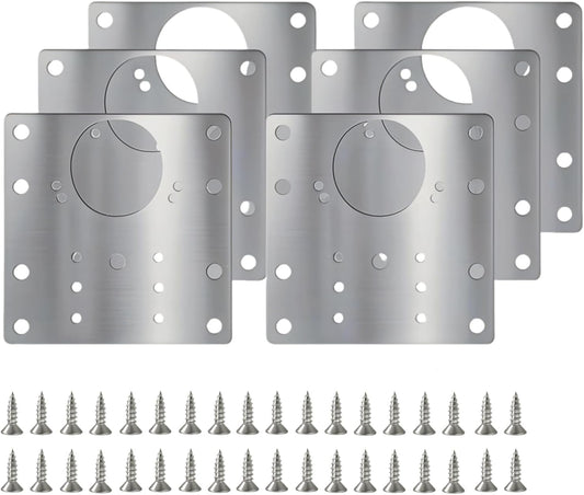 6PCS Upgraded Cabinet Hinge Repair Plate Kit FOGZUVR Fix Loose Cabinet Door | 100K Cycle Durability Door Hinge Mounting Plate Stainless Steel Rustproof Large for Cupboard Doors Easy Install with Screws