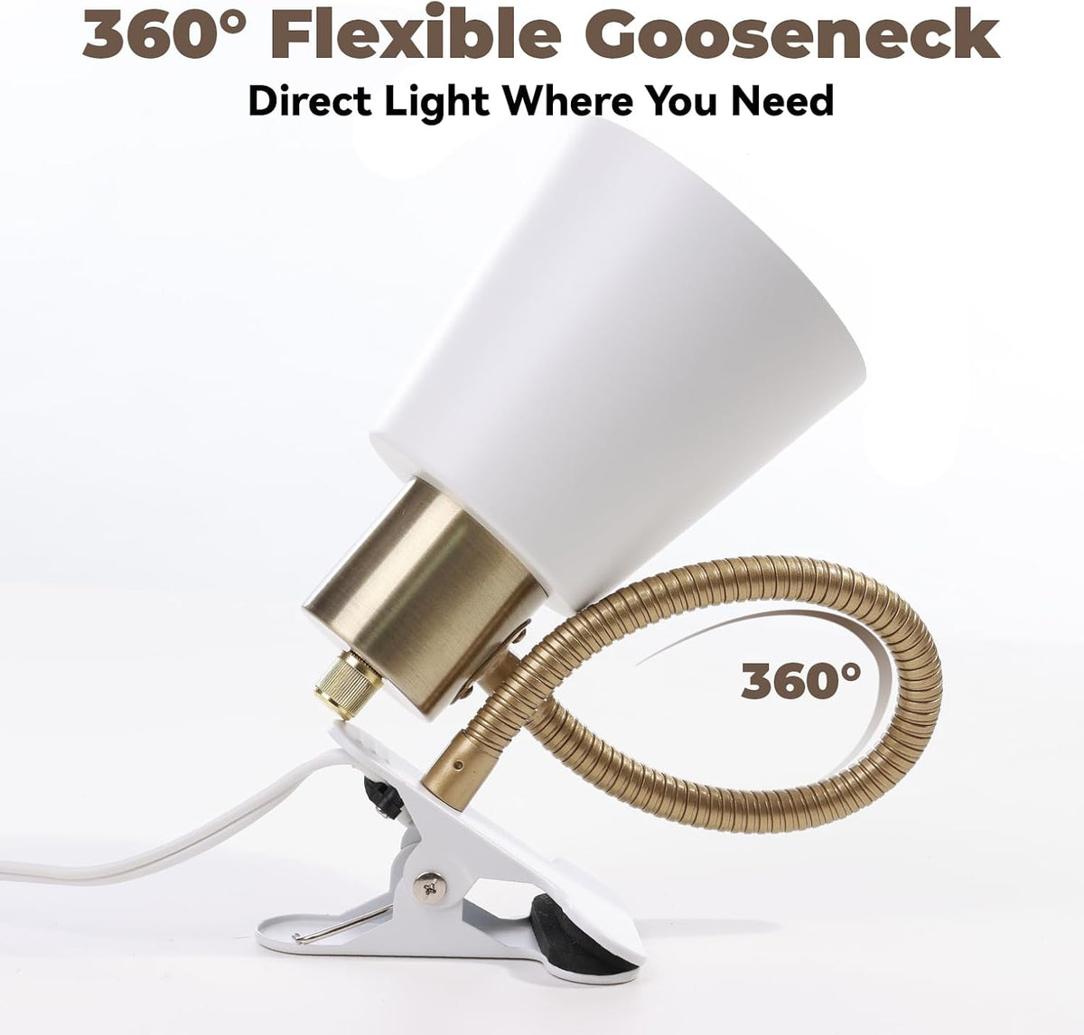 LALISU Desk lamp Eye-Caring Table Lamps, 360°Rotation Gooseneck Clip Lamp