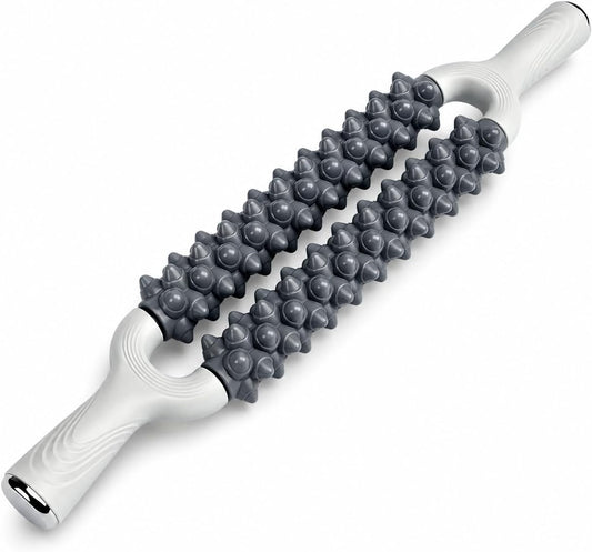 Muscle Roller Stick for Deep Muscle Recovery, Double Row Massage Roller | Double Row Design | Smooth Controlled Rolling | Large Muscle Coverage | Workout Recovery | Portable Recovery Tool