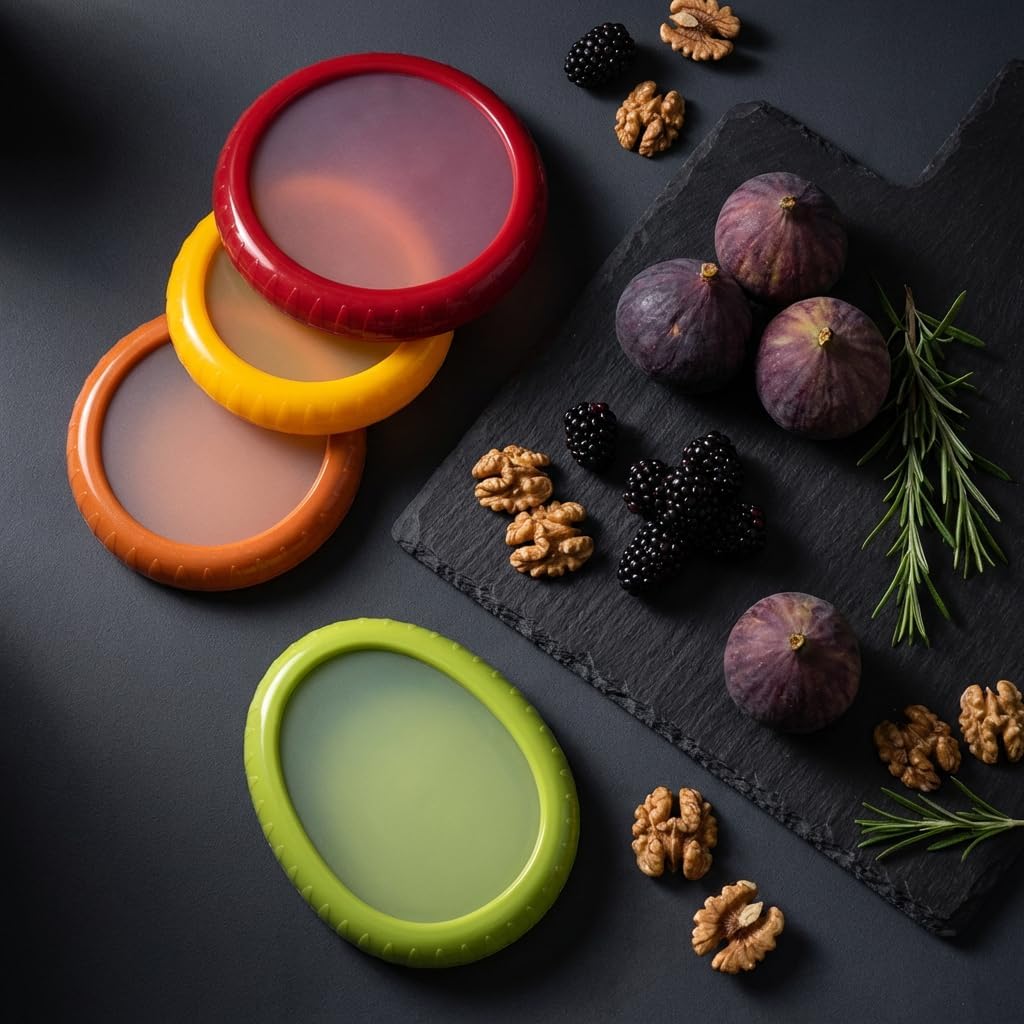 Avocado Saver and Tomato Holder, Onion Antioxidation Storage Set - Set of 4 Reusable Fruit and Veggie Savers - Ideal for Garlic, Onions, Apple, Lemons, and Potatoes