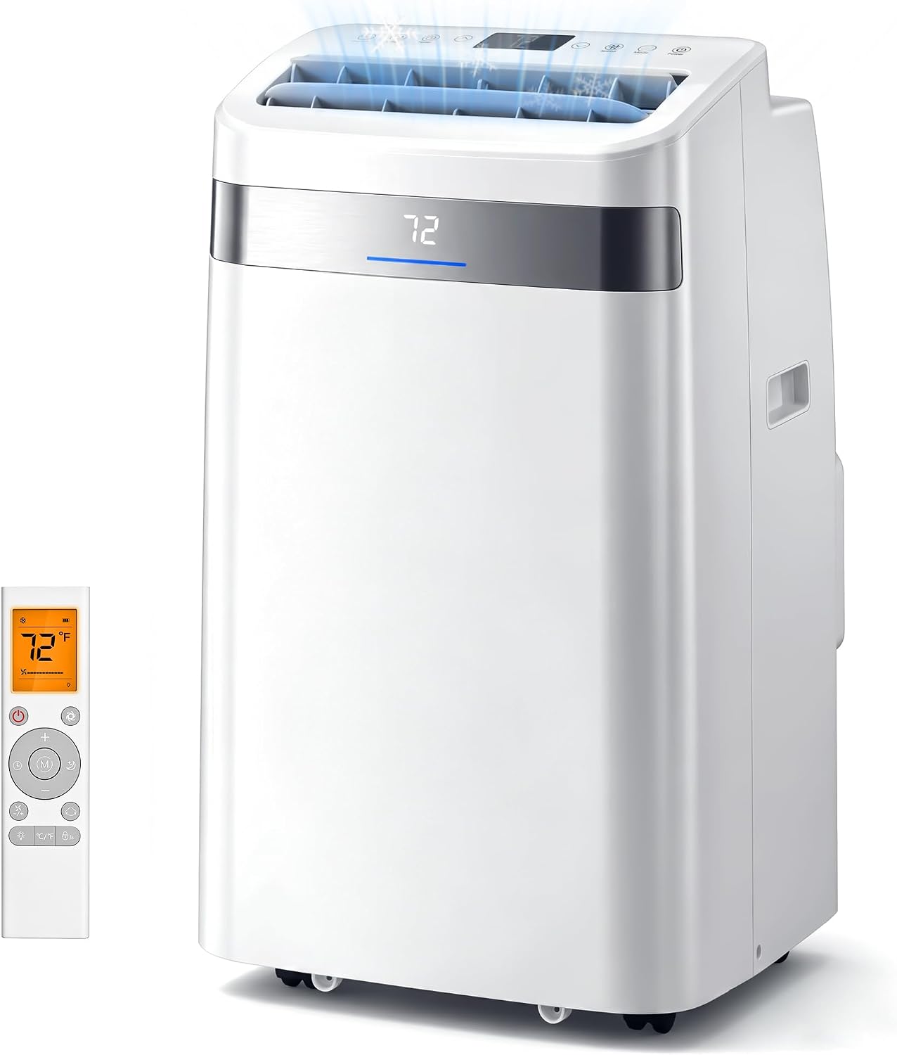 14000BTU Portable Air Conditioner, 4-in-1 700 Sq. Ft, Quiet for room | 14000BTU AC cools 700sq.ft, 4-in-1 cool/fan/dry/sleep, quiet, LED, remote, 24H timer, kit, for bed/office/dorm.