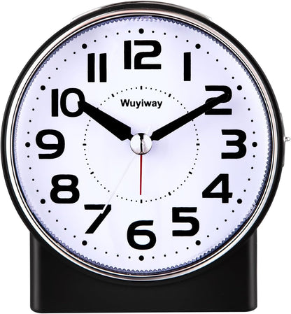 4.3" No Ticking Analog Alarm Clock,Silent Readable for Seniors,Easy to Set,Gradual Rise Alarm,Big Numbers,On/Off Switch on Side,Gentle Wake,Snooze Soft Backlight,Battery Operated
