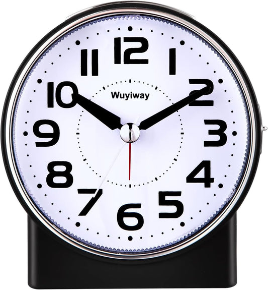 4.3" No Ticking Analog Alarm Clock,Silent Readable for Seniors,Easy to Set,Gradual Rise Alarm,Big Numbers,On/Off Switch on Side,Gentle Wake,Snooze Soft Backlight,Battery Operated