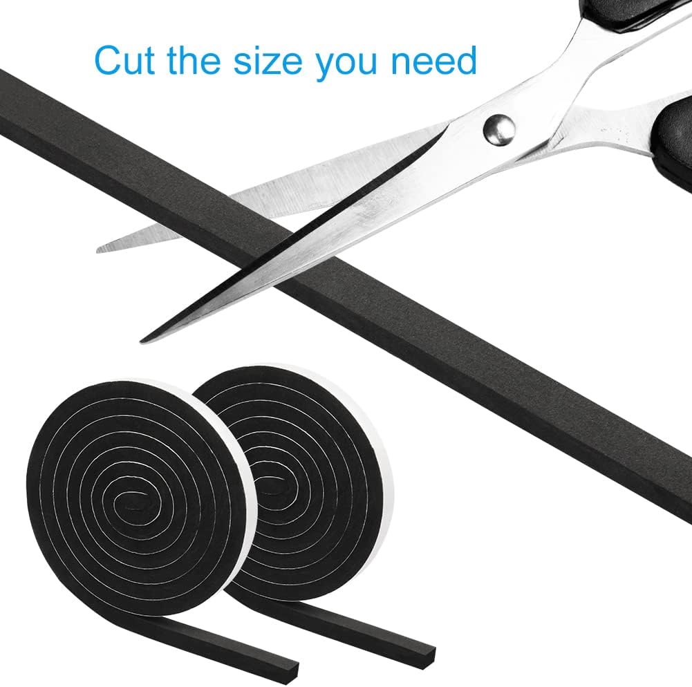2 Rolls Foam Seal Tape for Door Window Insulation, Soundproof and Shockproof Foam Adhensive Strip, 3/8" Wx3/16 T Single Sided Foam Tape, Cold Air and Draft Closed Cell Seal Strip,Total 32FT