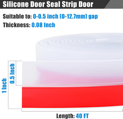 Draft Seal Tape for Doors and Windows 2 in x 20 Ft Silicone Weather Stripping Extra Thick 2mm Door Seal Strip with Strong Adhesive Draft Insulation Stopper Side Seal - Clear