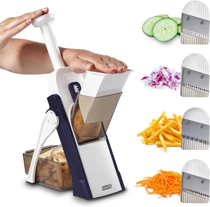 Dash Safe Slice Mandoline Slicer, Adjustable 30+ Combos, Aqua | Vegetable, Potato & Onion slicer, 1-8mm Thickness, Julienne, Matchstick & Dice Cuts, Folds Flat, Stainless Steel Blades