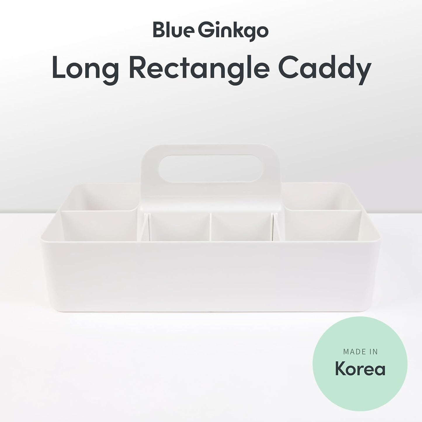 BLUE GINKGO Stackable Organizer Caddy, Rectangle, White, Made in Korea | Portable. Adjustable. Home, Office & School Storage.