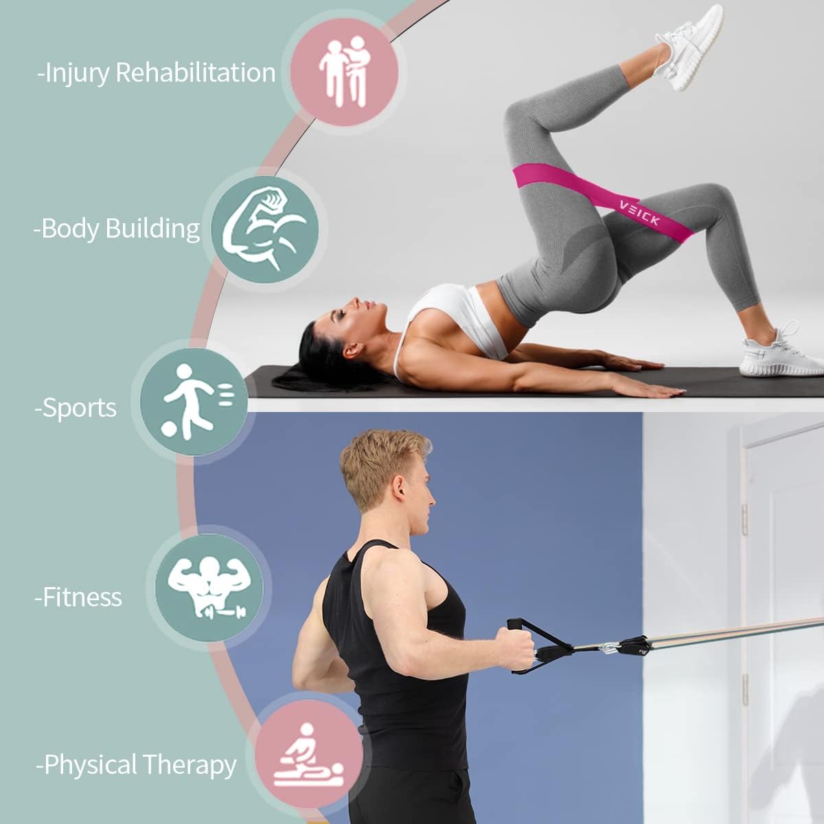 VElCK Resistance Bands Set with Handles for Exercise, Workout and Home Gym | 100% Natural Latex, 10-150LBS, Versatile for Yoga, Pilates, Strength, Home Gym