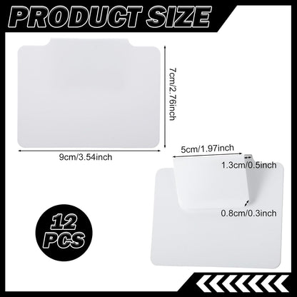 Tyqour 12 Pcs White Basket Labels, 3.5 X 2.7 in Basket Labels Clip On, Removable Erasable Reusable for Storage Bins Organizing Box Kitchen Linen Closet