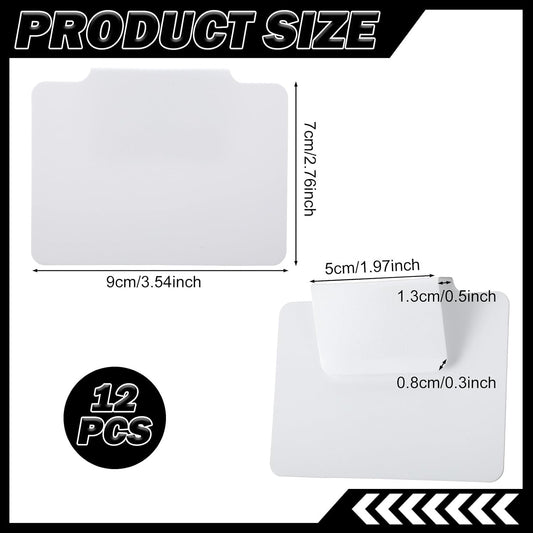 Tyqour 12 Pcs White Basket Labels, 3.5 X 2.7 in Basket Labels Clip On, Removable Erasable Reusable for Storage Bins Organizing Box Kitchen Linen Closet