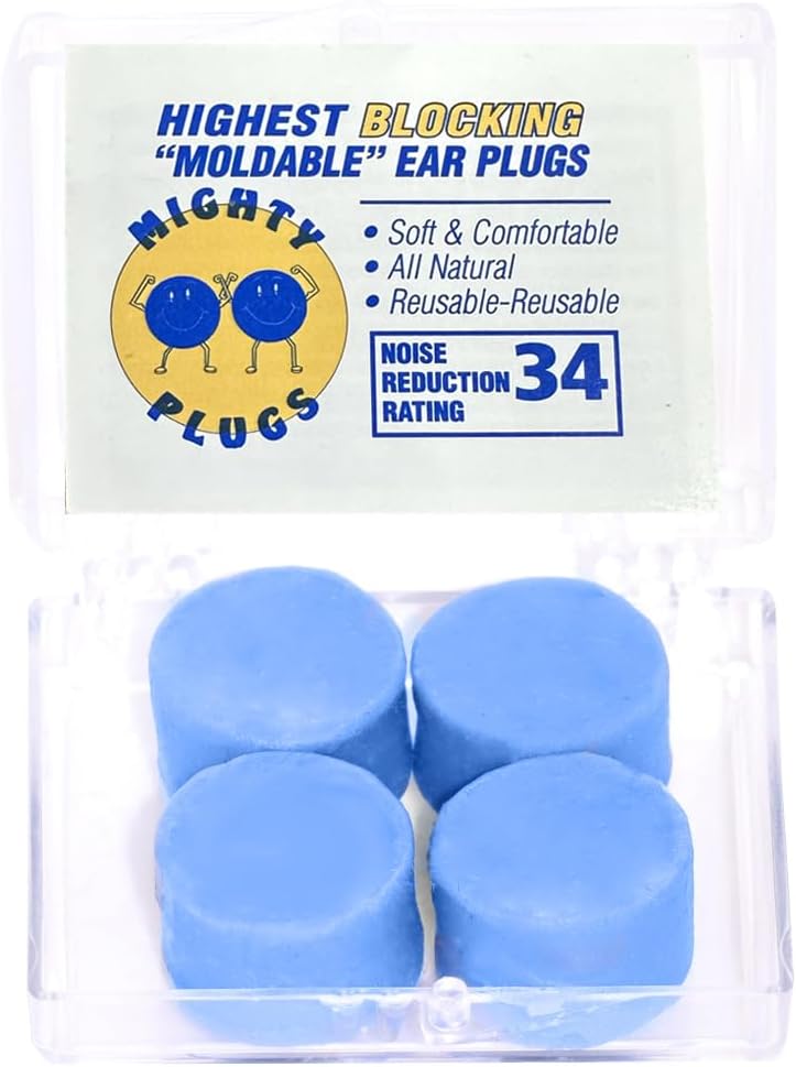 Pure Beeswax Ear Plugs for Sleeping, Snoring Noise Reduction, Swimming – Moldable Wax Earplugs, Reusable, Waterproof for Shower, Comfortable for Side Sleepers (1 Pair)