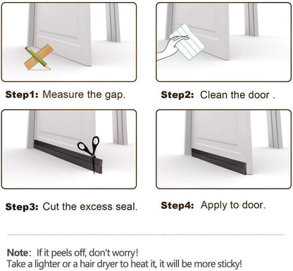 2PACK Door Draft Stopper, Strong Adhesive Door Sweep for Exterior and Interior Doors, Dustproof and Soundproof, 2" W x 39" L (White)
