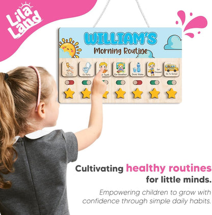 Wooden Chore Chart for Kids, Wooden Daily Routine Chart for Kids, Visual Schedule for Kids, Chore Reward Chart, Bedtime Morning Routine Chart for Toddlers