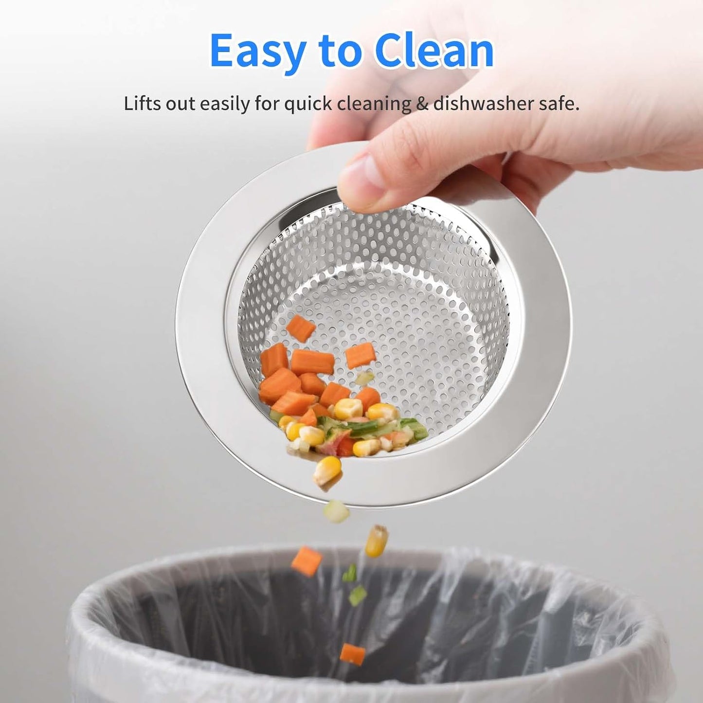 4PCS 4.4" Stainless Steel Kitchen Sink Drain Strainer Food Catcher | Wide Rim, Fine Mesh Filter Basket, Prevents Clogging, Catches Food Debris, Dishwasher Safe, Standard Kitchen Sink Accessories