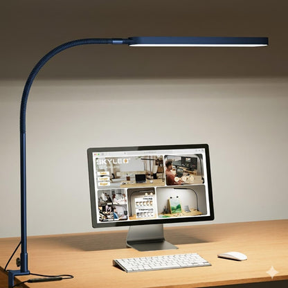 SKYLEO Desk Lamp for Home Office, Eye Comfortable LED Desk Light for Long Hours, Adjustable Swing Arm with Memory Function, Black
