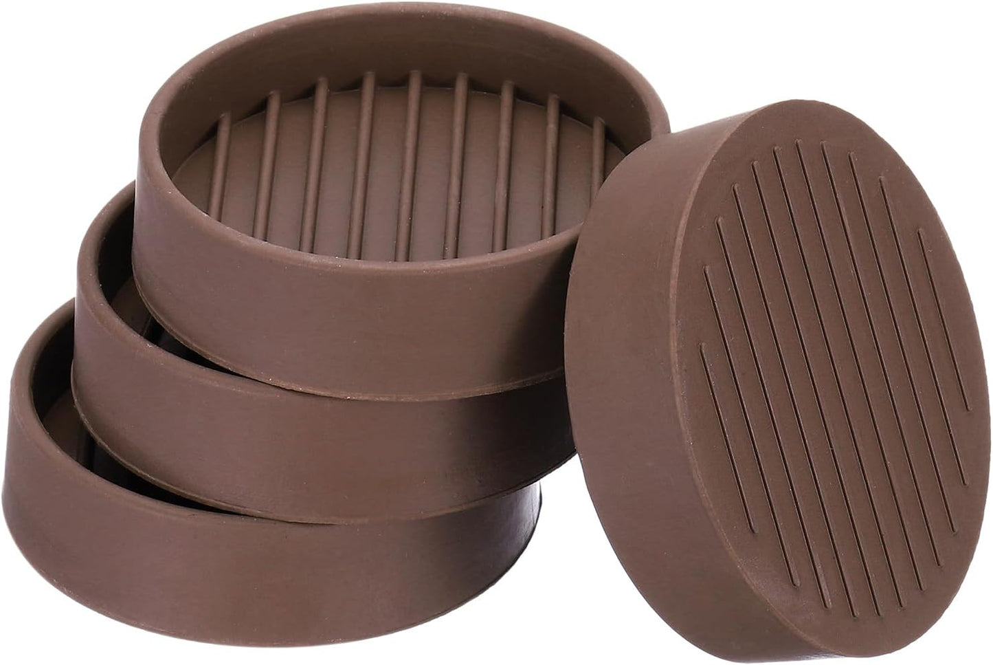 PATIKIL 4 Inch Rubber Furniture Pads, 4 Pack Non-Slip Furniture Coasters Round Anti Skid Caster Cups Furniture Feet Cup Floor Protectors for Bed Couch Stoppers, Brown