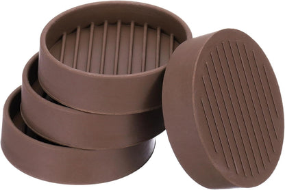 PATIKIL 4 Inch Rubber Furniture Pads, 4 Pack Non-Slip Furniture Coasters Round Anti Skid Caster Cups Furniture Feet Cup Floor Protectors for Bed Couch Stoppers, Brown