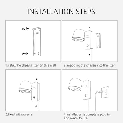 Aisilan LED Plug in Wall Sconce with Touch Dimmable Control Adjustable Wall Mounted Lamp Angle Anti-Glare Matte White Aluminum Bedside Reading Wall Lights for Bedroom Living Room