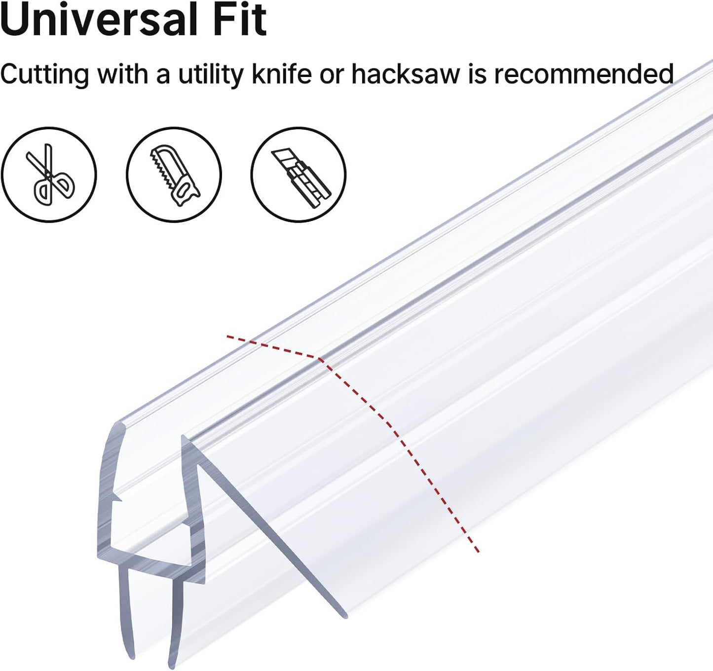 AmazerBath Frameless Shower Door Bottom Seal 39 inch (Set of 2) - Clear, Suitable for 3/8 Inch Glass, Modern Style