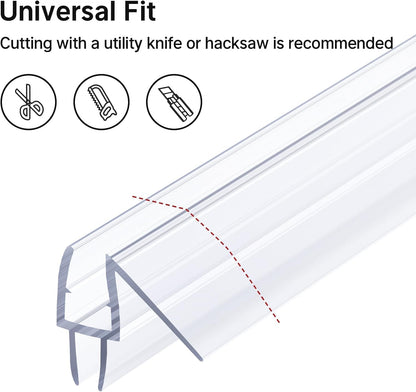 AmazerBath Frameless Shower Door Bottom Seal 39 inch (Set of 2) - Clear, Suitable for 3/8 Inch Glass, Modern Style