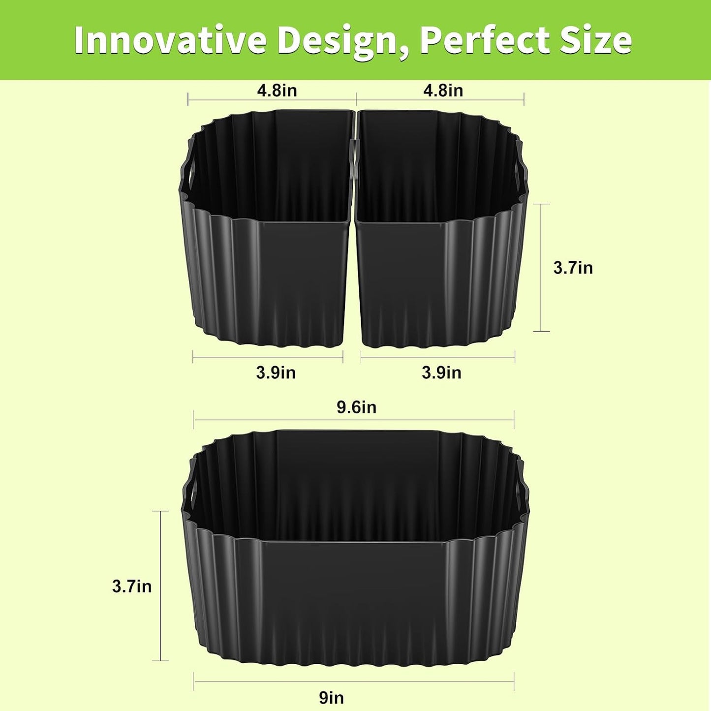 Air Fryer Silicone Liners Square for Chefman 8QT Air Fryer 3 Pack Reusable | Silicone Pot Baking Accessories for Instant, Nuwave, Gourmia and other 8QT to 10QT Large AirFryer, 2 In 1 Liners