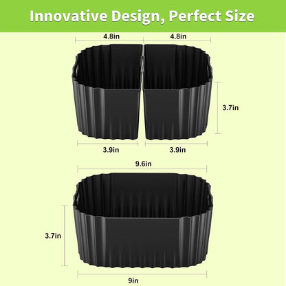 Air Fryer Silicone Liners Square for Chefman 8QT Air Fryer 3 Pack Reusable | Silicone Pot Baking Accessories for Instant, Nuwave, Gourmia and other 8QT to 10QT Large AirFryer, 2 In 1 Liners